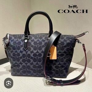 Coach Black Denim Signature Satchel CE743